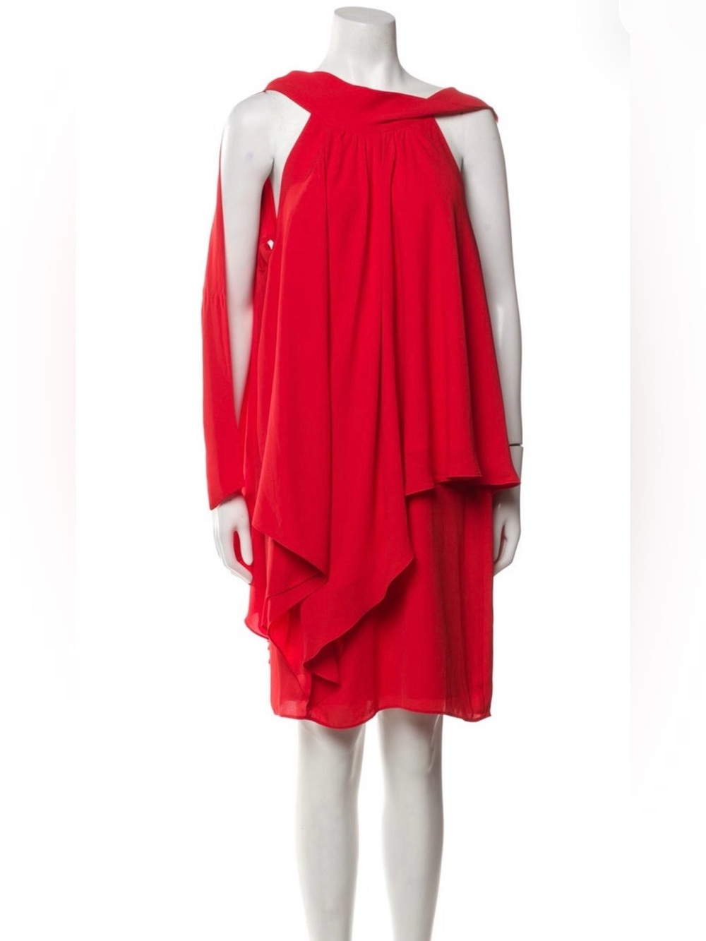 NWOT Halston Heritage Red Layered Chiffon Dress Sz 10